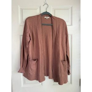 Madewell Womens Open Front Cardigan Sweater Mauve Pink Pocket Knit AS IS
